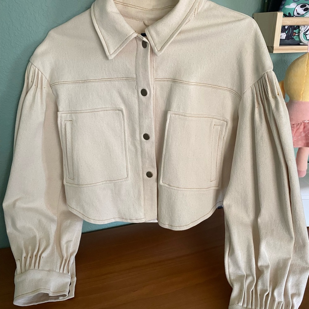 7 For All Mankind Women's Cream Utility Jacket